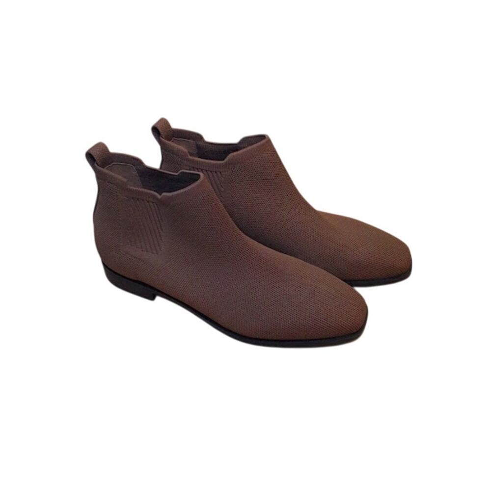 VIVAIA Square Toe Knit Ankle Boots Brown Slip On Sz 41.5 (US 10.5) $199 MSRP